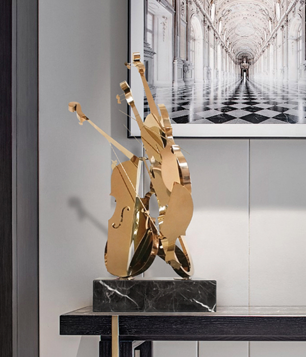 Modern-Polished-Stainless-Steel-Shredded-Violin-Sculpture